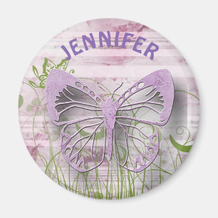 Imán floral púrpura personalizado de la mariposa