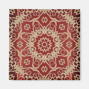 Imán floral rojo dorado moderno