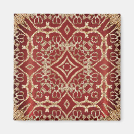 Imán floral rojo dorado moderno