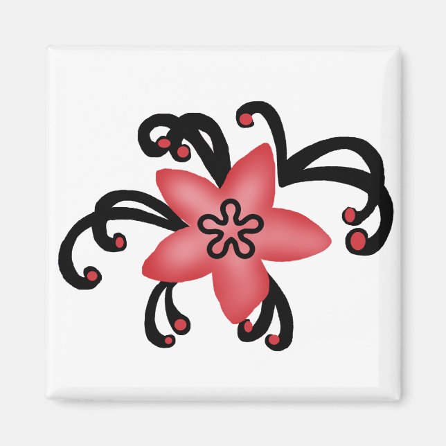 Imán floral rojo y negro (Frente)