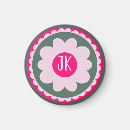 Imán floral rosa personalizado