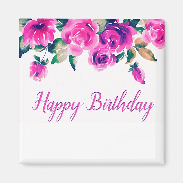 Imán floral rosa personalizado (Frente)