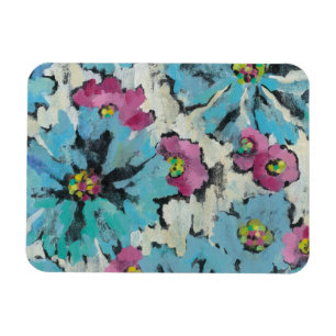 Imán Floral rosado y azul gráfico