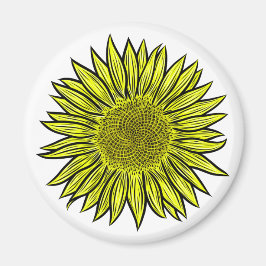 Imán Floral Rústico Amarillo Giro mano de girasol