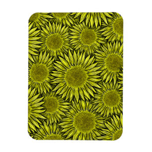 Imán Floral Rústico Amarillo Giro mano de girasol