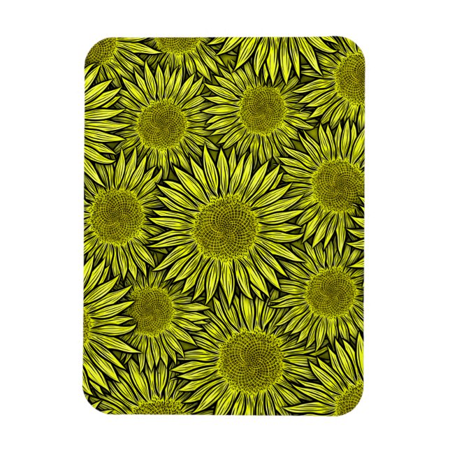 Imán Floral Rústico Amarillo Giro mano de girasol (Vertical)