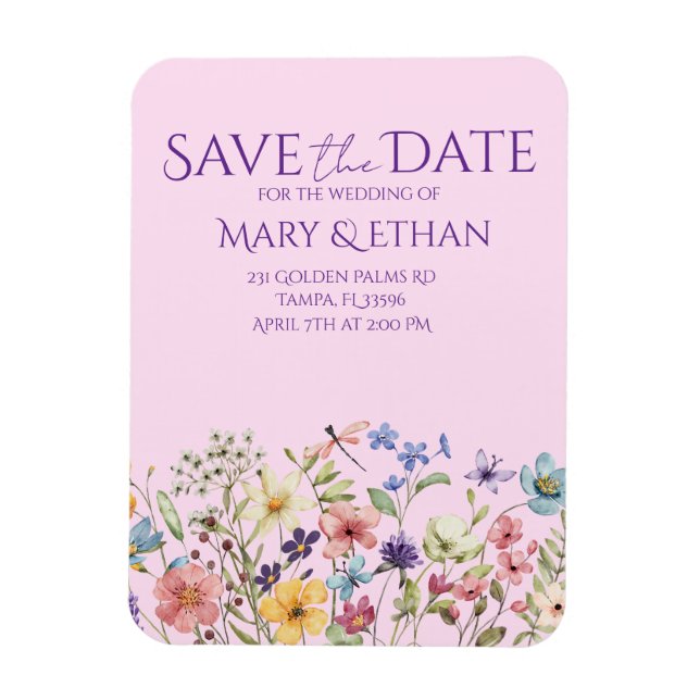 Imán Floral Save the Date Wedding Invitation  (Vertical)