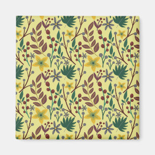 Imán Floral seamless pattern flowers, leaves, branches