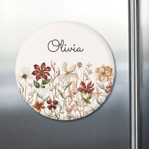 Imán Floral Silvestre Vintage Acuarela Monogramada
