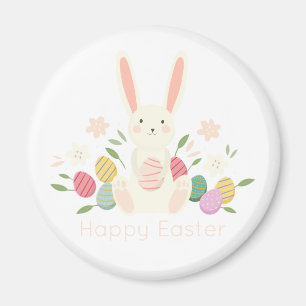 Imán floral simple del conejito de pascua el
