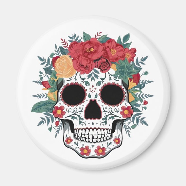 Imán Floral Sugar Skull (Frente)
