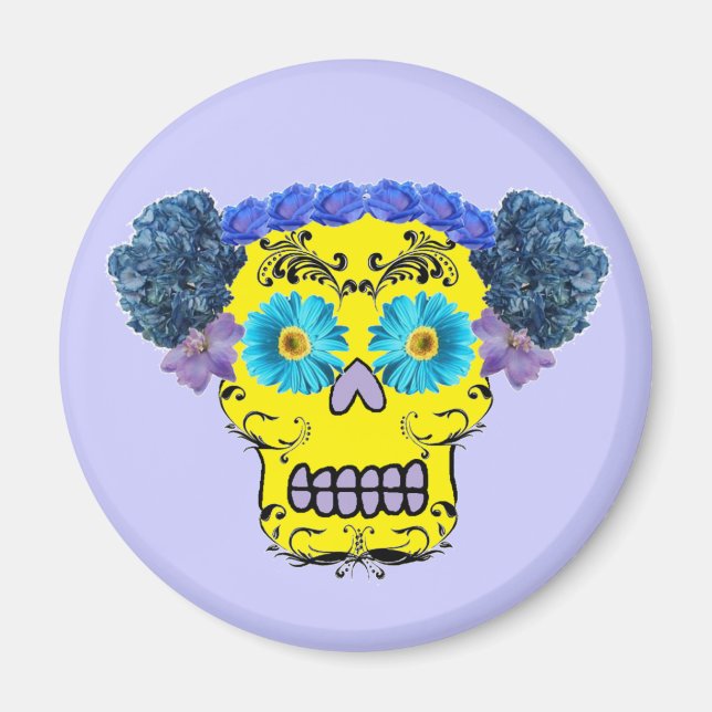 Imán Floral Sugar Skull (Frente)