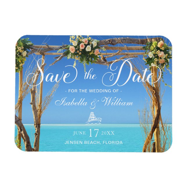 Imán Floral Summer Beach Wedding Gate Salva la fecha (Horizontal)