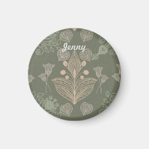 Imán Floral verde Art Nouveau personalizada