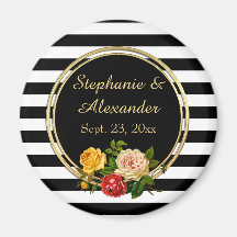 Floral vintage Black and White Stripe Personalizad