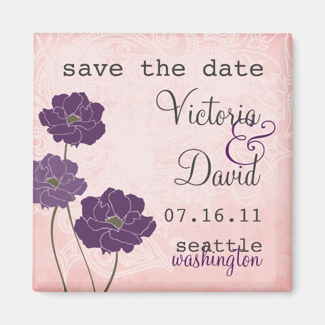 Imán Floral vintage Save the Date Magnet (Frente)