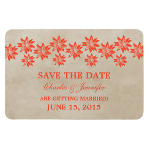 Imán Floral Vintage Save the Date Magnet, Naranja