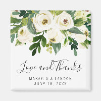 Floral White Roses Greenery Wedding Favor