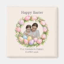Floral Wreath & Family Photo Personalized Easter
