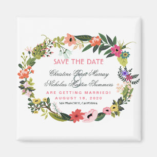 Imán Floral Wreath Save the Date Magnet
