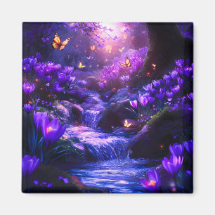 Imán Florecimiento en cascada de lavanda de medianoche