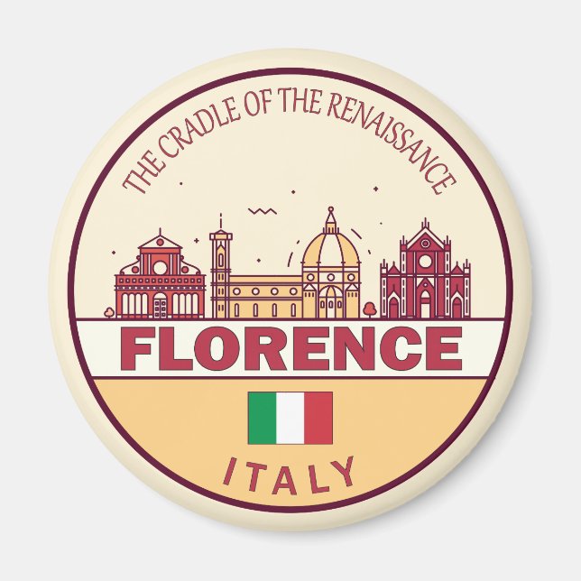 Imán Florence Italy City Skyline Emblem (Frente)
