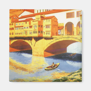 Imán Florence Italy Ponte Vecchio Bridge Viaje de Vinta