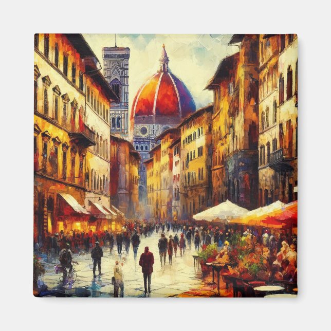 Imán Florencia, Calle Italia con pintura Duomo (Frente)