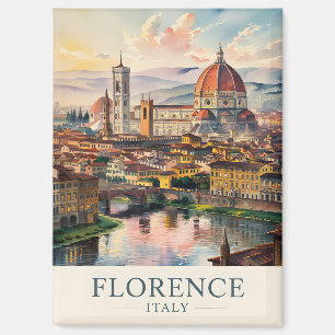 Imán Florencia Italia Duomo Silueta Acuarela Vintage