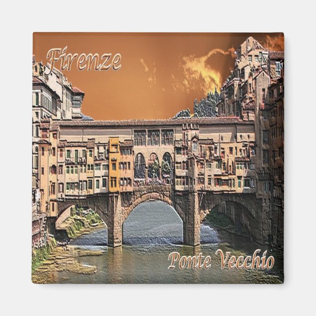 Imán FLORENCIA TSC087, Puente Viejo, Toscana, Puente (Frente)