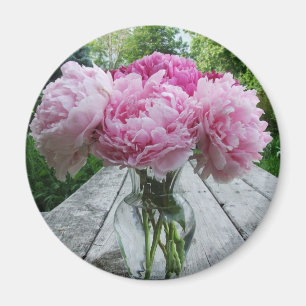 Imán Florero de Peonies rosados