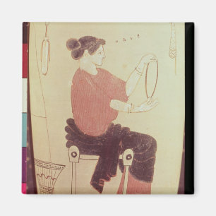 Imán Florero o Lekythos, detalle de una mujer asentada