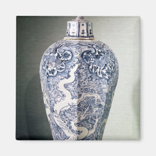 Imán Florero octagonal de "Mei- P'ing" con blanco