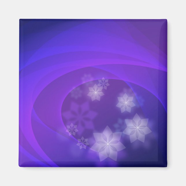 Imán Flores Abstractas En Fondo Indigo Doblado (Frente)