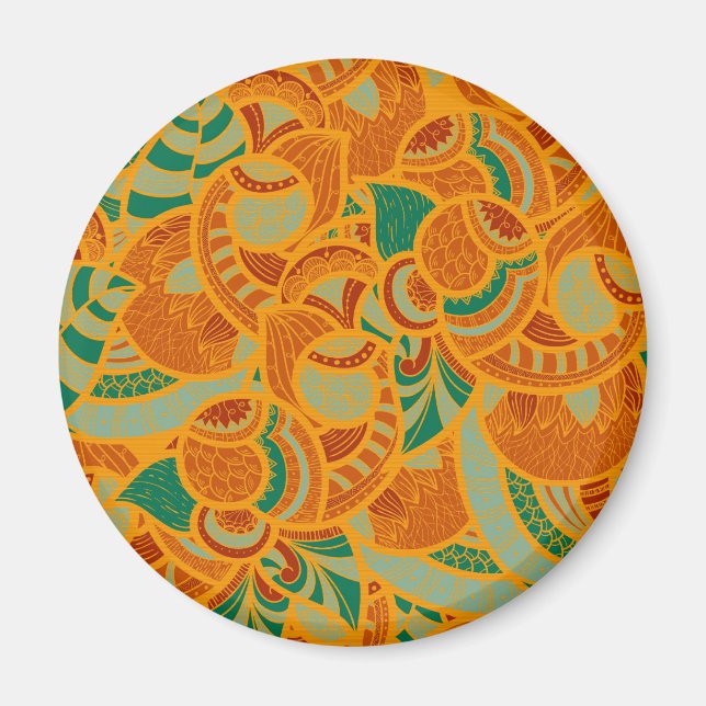 Imán Flores abstractas sin costuras naranjas lindas (Frente)