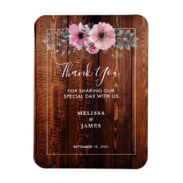 Imán Flores acuarelas en madera de grano Gracias boda