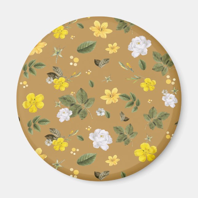 Imán Flores amarillas y rosas blancas 4 (Frente)