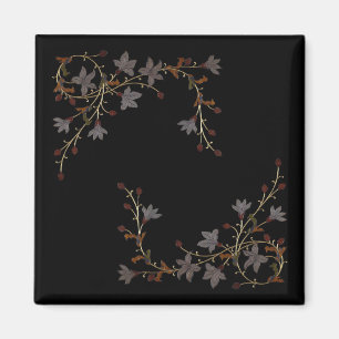 Imán Flores Art Déco sobre negro
