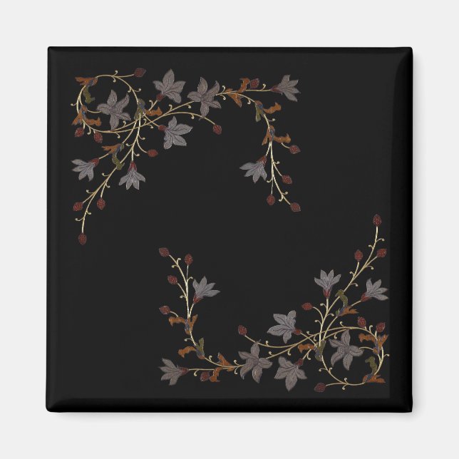 Imán Flores Art Déco sobre negro (Frente)