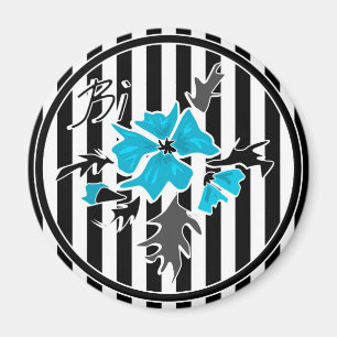 Imán Flores azules abstractas sin igual floridas blanca