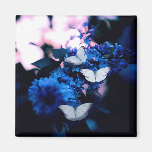 Imán Flores azules, mariposa