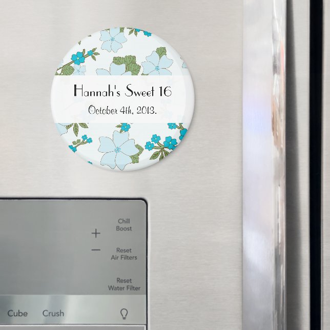 Imán Flores Azules, Patrón De Flores, Dulce 16 (In situ (nevera))