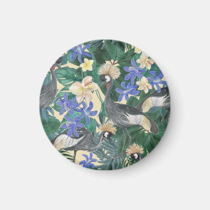 Imán Flores Azules Plumerias, Acuarela Seamless.