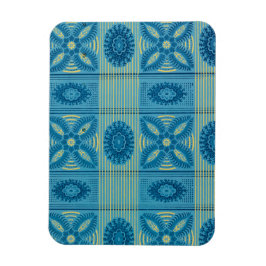 Imán Flores azules rayas amarillas de arte vintage Patr