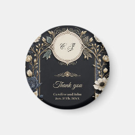 Imán Flores brillantes románticas sobre un fondo azul p