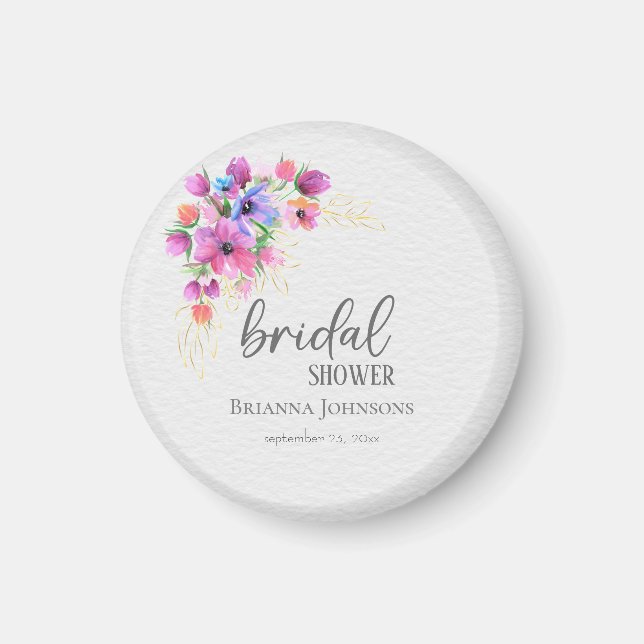 Imán Flores brillantes Verdor Dorado Ducha Bridal (Frente)