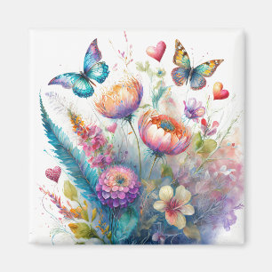 Imán Flores, corazones y mariposas
