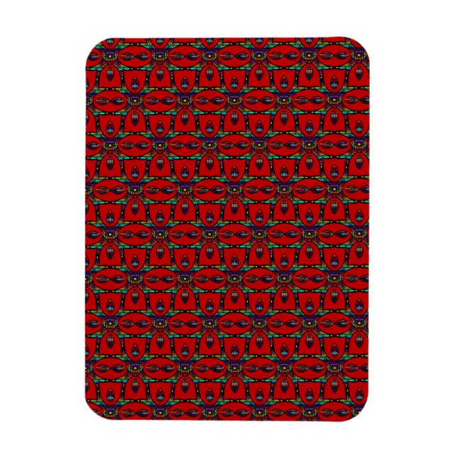 Imán Flores de abstracto rojo de arte floral Patrón (Vertical)
