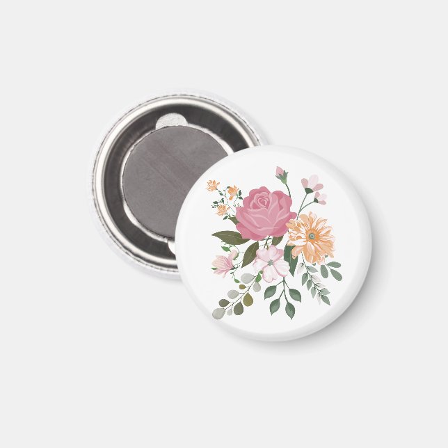 Imán Flores de acuarela  (Anverso/Reverso)
