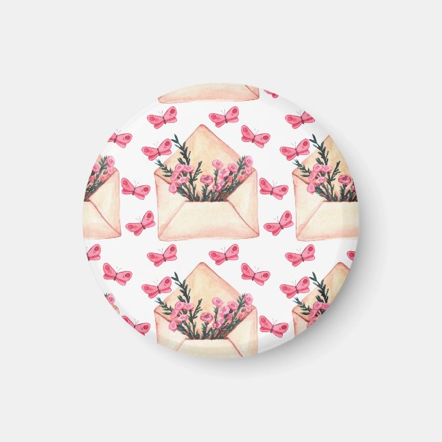 Imán Flores de acuarela en sobres: patrón continuo (Frente)